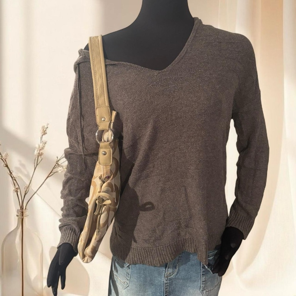 Vintage Y2K American Eagle Mocha Brown Slouchy Hooded Sweater